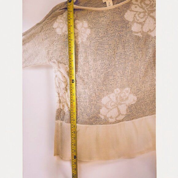 Style & Co Floral Knit Sweater M – Boho Layered Hem Beige Pullover Top - Picture 5 of 10